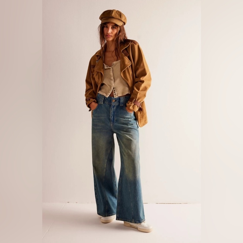 FP Chill Vibes Dropped Wide Leg Jeans. Sz 27